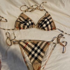 Burberry tan check string bikini size medium